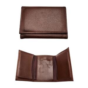 Genuine Cow Hide Brown Pebbled Leather Tri-fold Men's Wallet Unbranded